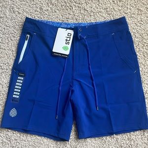 Stio Board Shorts- 34x18.5”  NWT, never worn; cobalt night blue